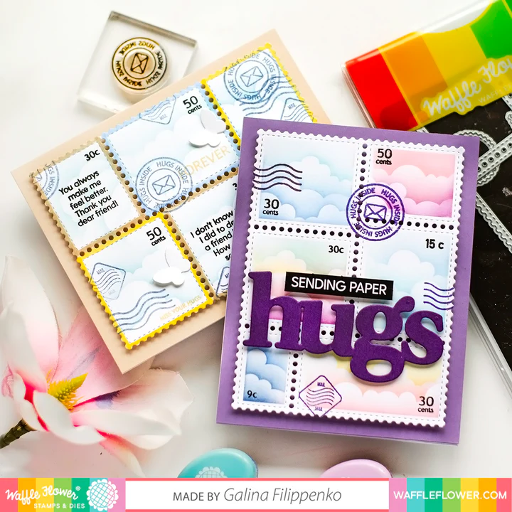 Bild 2 von Waffle Flower Postage Collage Coloring  Stencil - Briefmarken-Schablone Muster