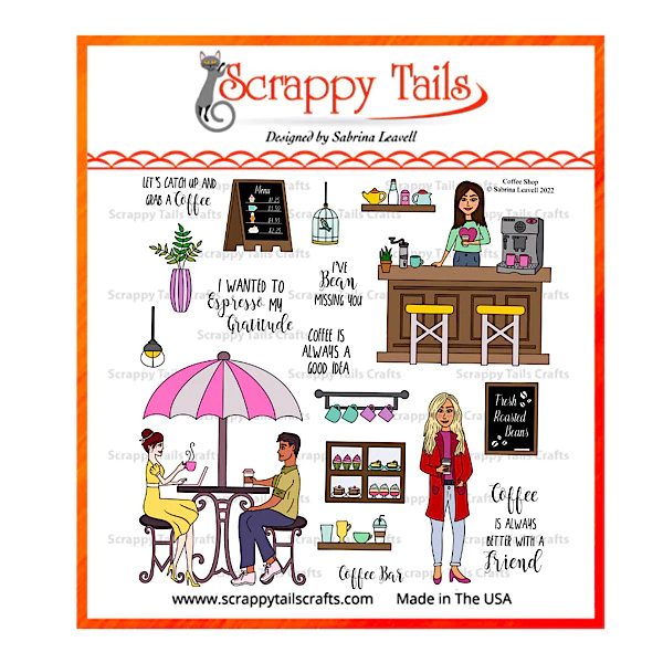 Scrappy Tails Clear Stamp-Set  - Coffee Shop Stamp