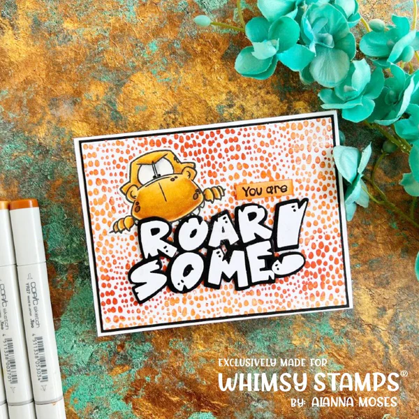 Bild 2 von Whimsy Stamps Rubber Cling Stamp  - Roarsome Skin Background Gummistempel Dinosaurier