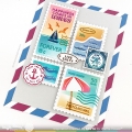 Bild 14 von Waffle Flower Postage Collage Beach Days Stencil - Briefmarken-Schablone Strand