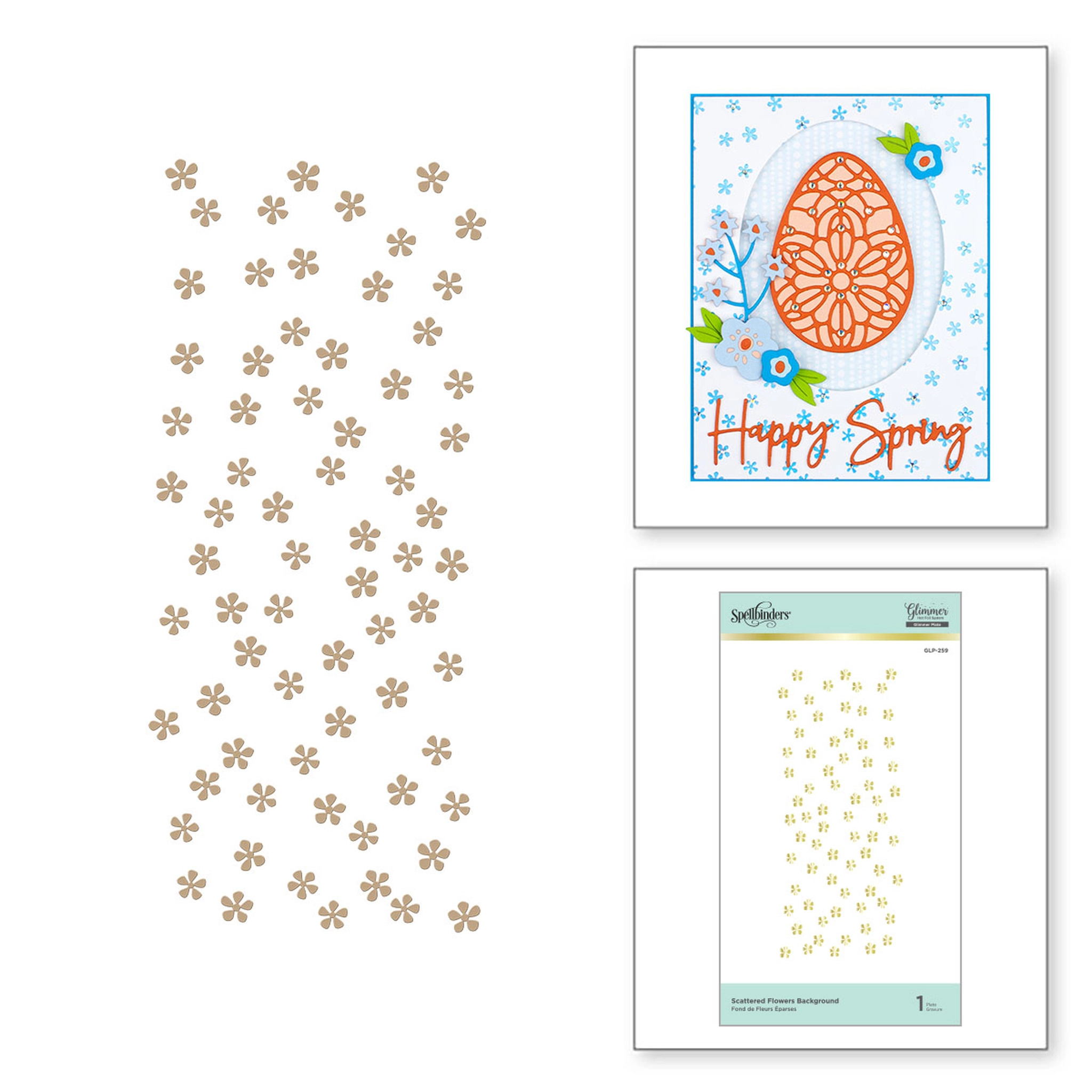  Spellbinders - Glimmer Hot Foil Plate - Scattered Flowers Background