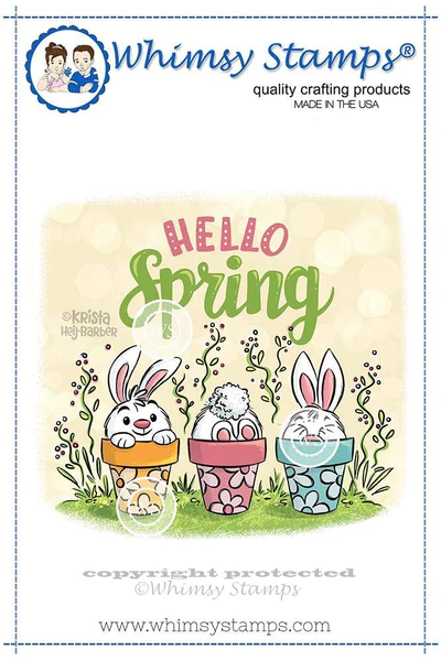 Whimsy Stamps Rubber Cling Stamp  - Hello Spring Bunnies Gummistempel  Hase