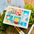 Bild 7 von Waffle Flower Postage Collage Beach Days Stencil - Briefmarken-Schablone Strand