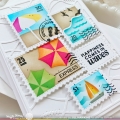 Bild 13 von Waffle Flower Postage Collage Beach Days Stencil - Briefmarken-Schablone Strand