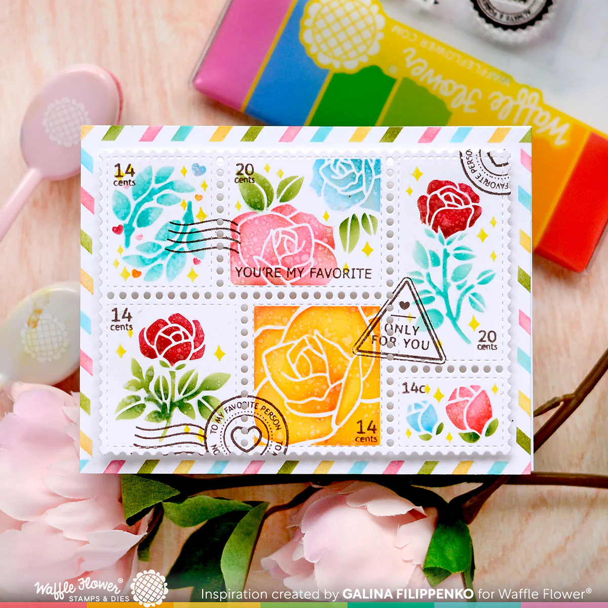 Bild 6 von Waffle Flower Postage Collage Love Clear Stamp Set - Stempel