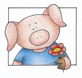 Bild 2 von StempelBar Stempelgummi Fiete das Ferkel mit Blume