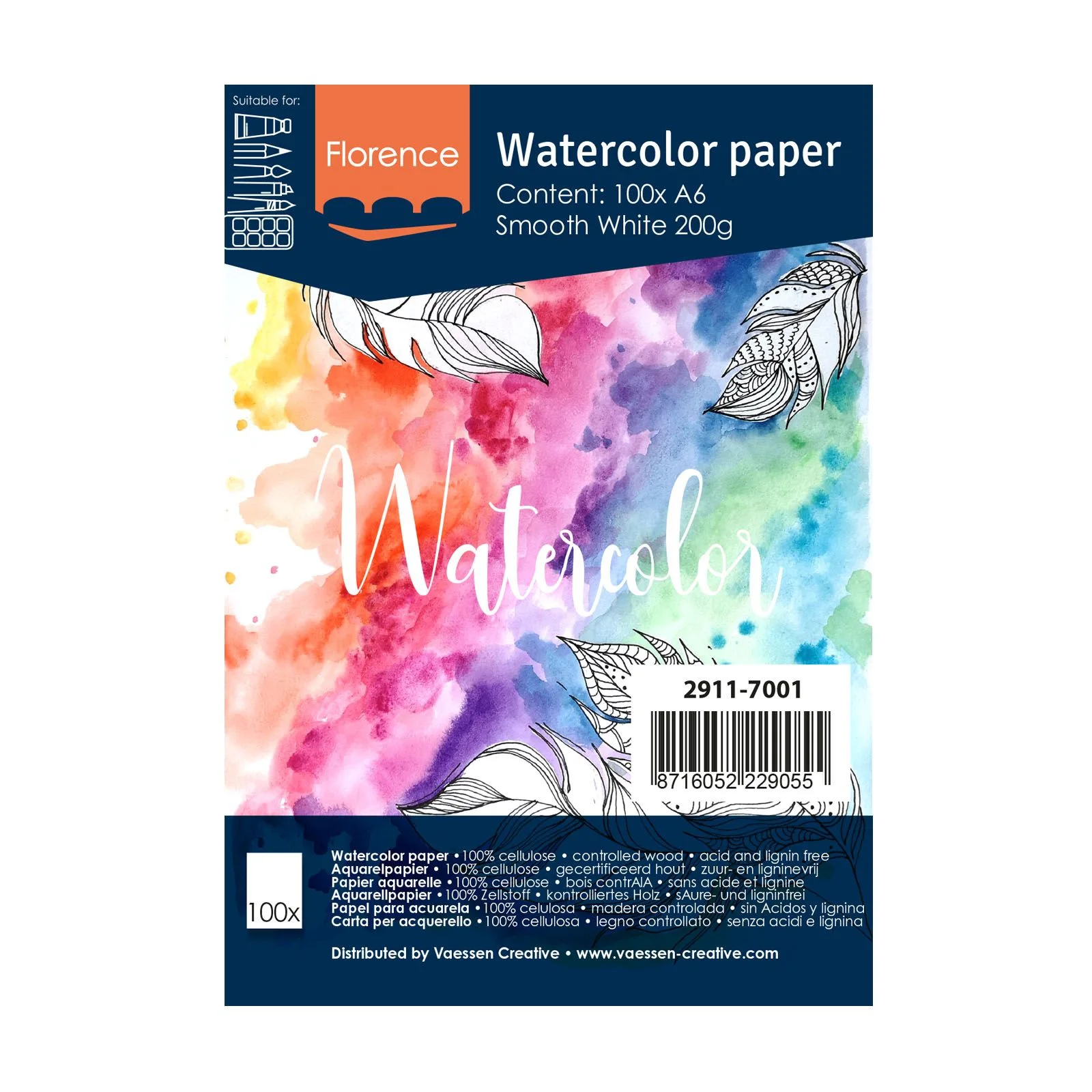 Bild 1 von Vaessen Creative • Florence • Aquarellpapier smooth Weiß 200g A6 100pcs