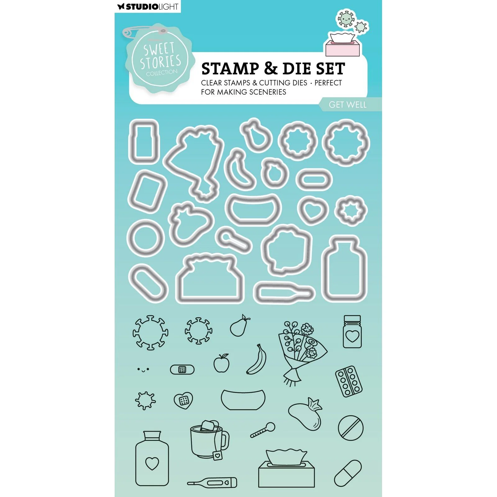 Bild 1 von STUDIOLIGHT Sweet Stories Stamp & Cutting Die Get Well - Stempel & Stanze