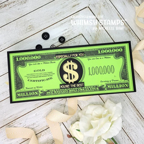 Bild 6 von Whimsy Stamps A Million Dollars Rubber Cling Stamp and Die Combo -Stempel und Stanze