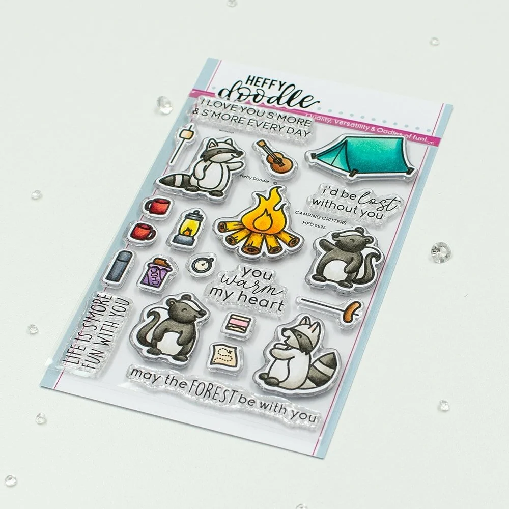 Bild 1 von Heffy Doodle Clear Stamps Set - Camping Critters - Stempel Camping Waschbär Stinktier