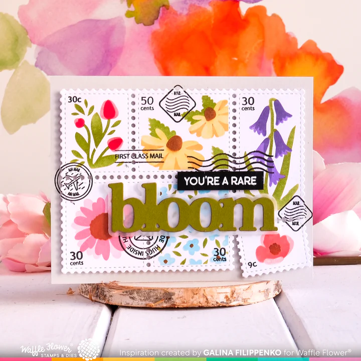 Bild 2 von Waffle Flower Postage Collage Wild Flower Stencil - Briefmarken-Schablone Blumen