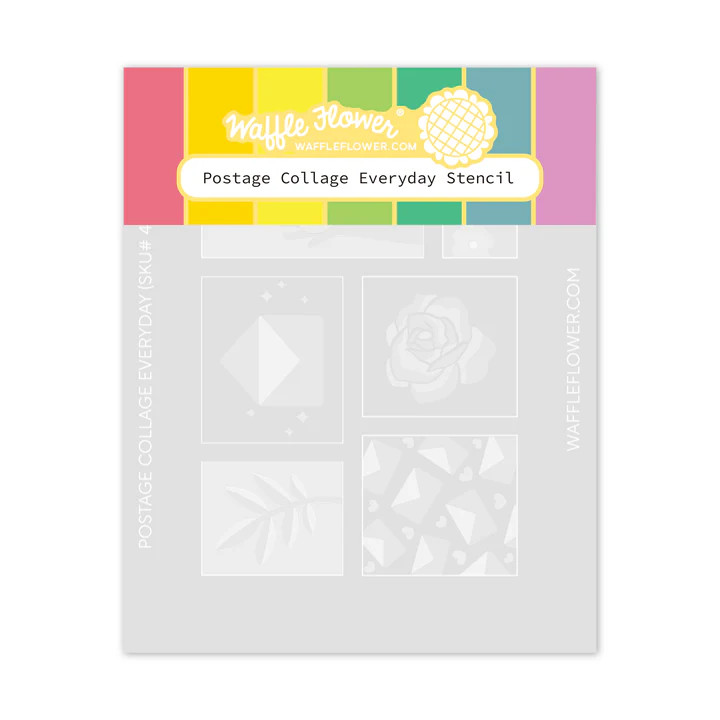 Bild 1 von Waffle Flower Postage Collage Everyday  Stencil - Briefmarken-Schablone allgemein