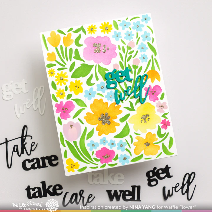Bild 2 von Waffle Flower Wild Flowers Stencil - Schablone Blumen