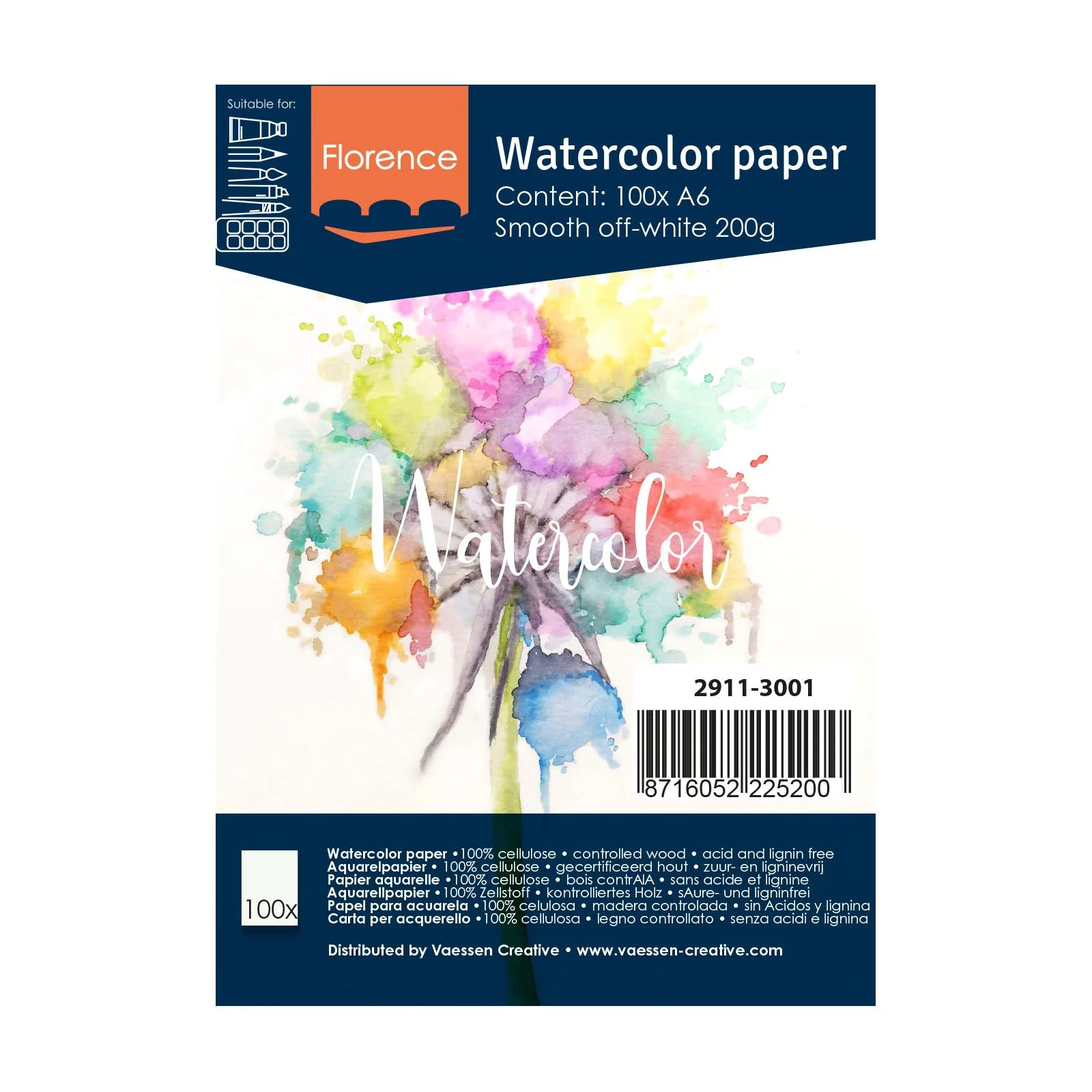 Bild 1 von Vaessen Creative • Florence • Aquarellpapier smooth Elfenbein 200g A6 100pcs