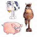 Bild 1 von Gummistempel Stamping Bella Cling Stamp ODDBALL FARM ANIMALS (SET OF 3 RUBBER STAMPS)