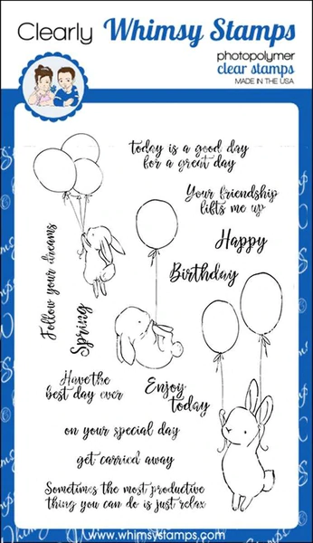 Whimsy Stamps Clear Stamps  - Bunny Balloons - Hase Luftballon