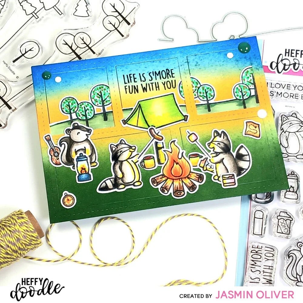 Bild 2 von Heffy Doodle Clear Stamps Set - Camping Critters - Stempel Camping Waschbär Stinktier