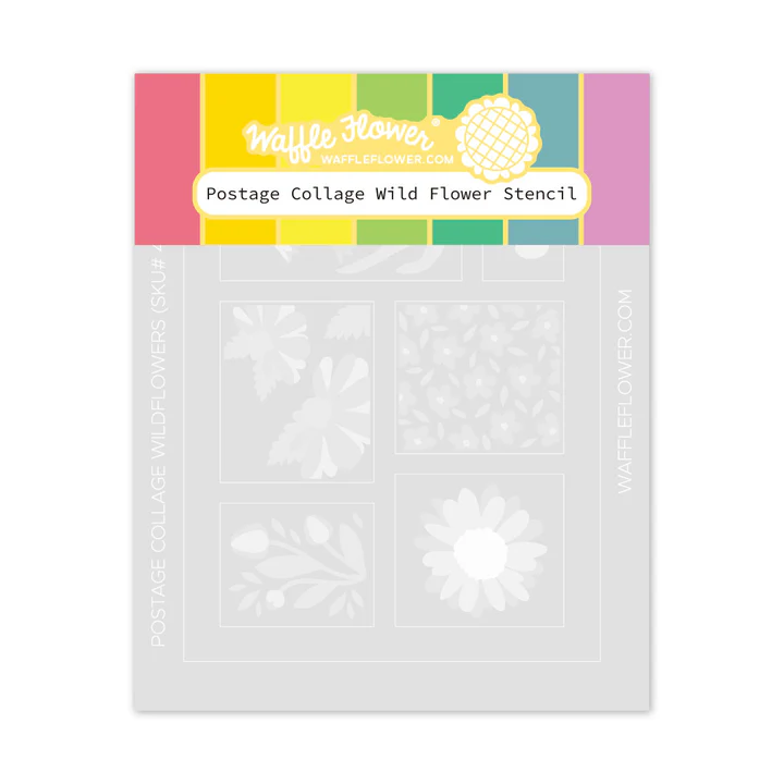 Bild 1 von Waffle Flower Postage Collage Wild Flower Stencil - Briefmarken-Schablone Blumen