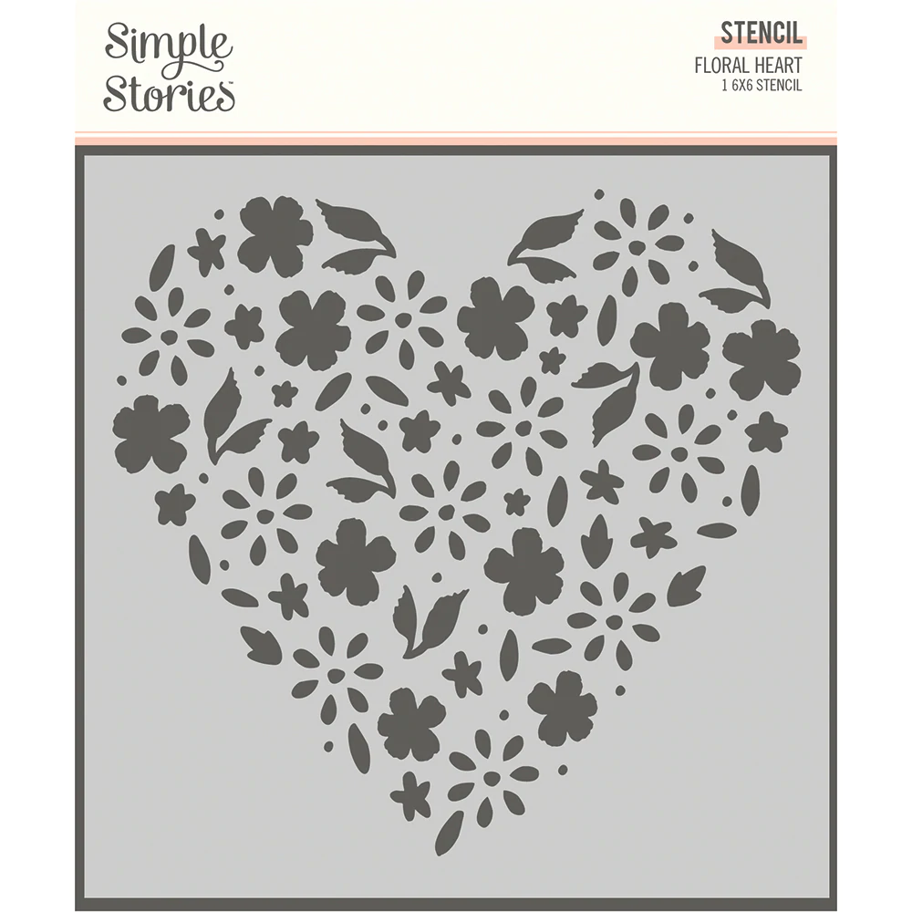 Template Stencil - Schablone - HAPPY HEARTS - FLORAL HEART