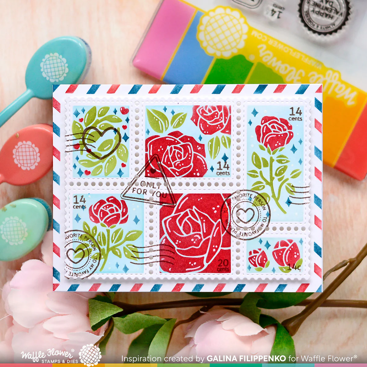 Bild 4 von Waffle Flower Postage Collage Love Clear Stamp Set - Stempel