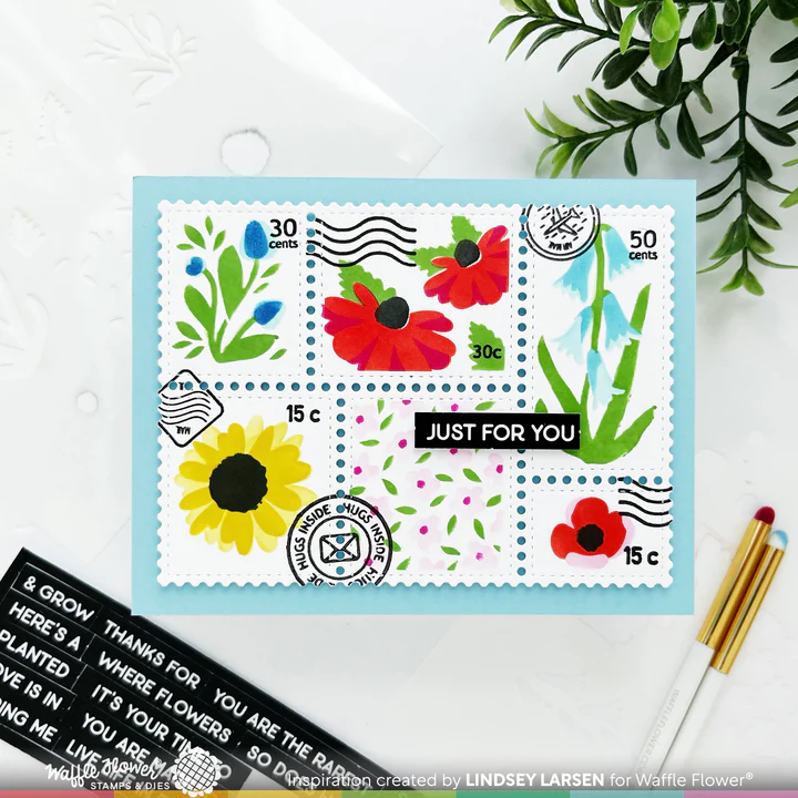 Bild 8 von Waffle Flower Postage Collage Wild Flower Stencil - Briefmarken-Schablone Blumen