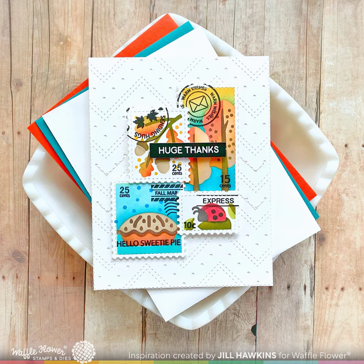Bild 3 von Waffle Flower Postage Collage Fall Stencil - Briefmarken-Schablone Herbst