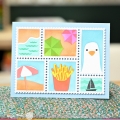 Bild 12 von Waffle Flower Postage Collage Beach Days Stencil - Briefmarken-Schablone Strand