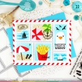 Bild 3 von Waffle Flower Postage Collage Beach Days Stencil - Briefmarken-Schablone Strand
