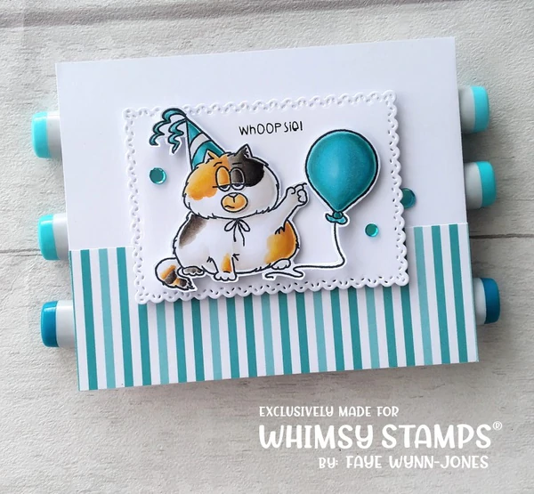 Bild 2 von Whimsy Stamps Clear Stamps - Cat Me-Wow Birthday - Katze Geburtstag