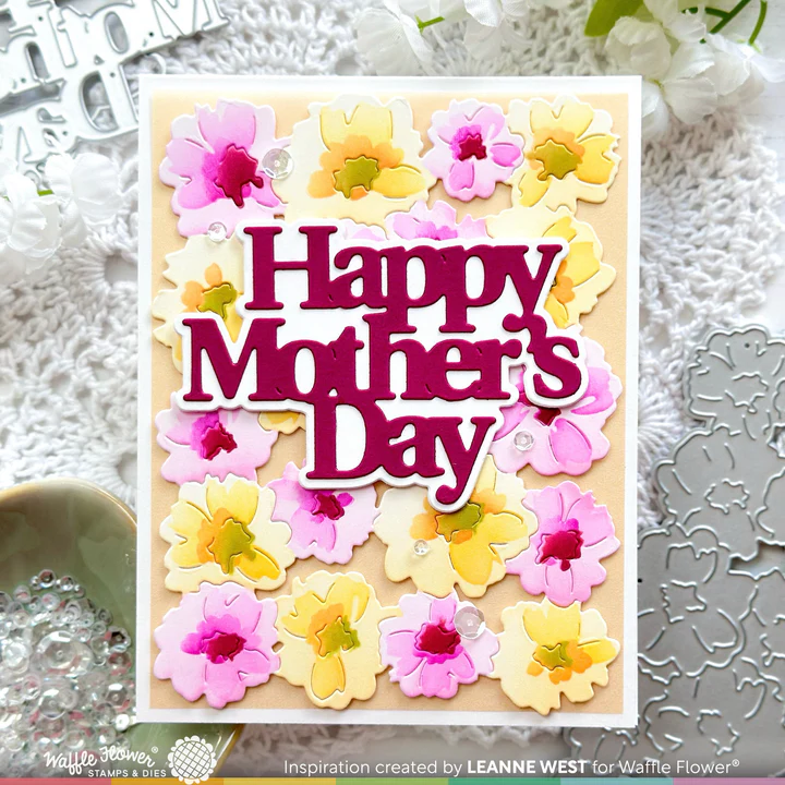 Bild 4 von Waffle Flower Painted Flowers Background - Schablone Blumen