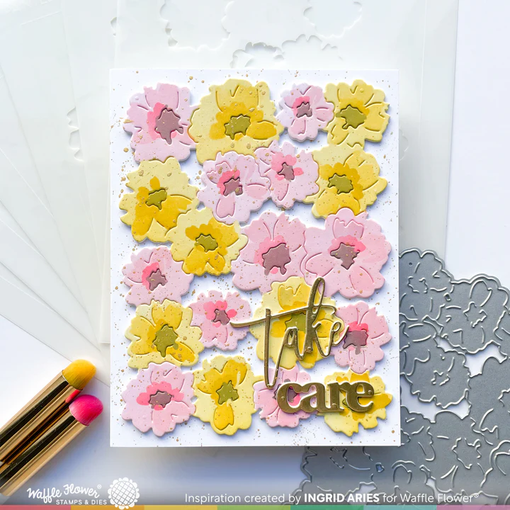 Bild 6 von Waffle Flower Painted Flowers Background - Schablone Blumen