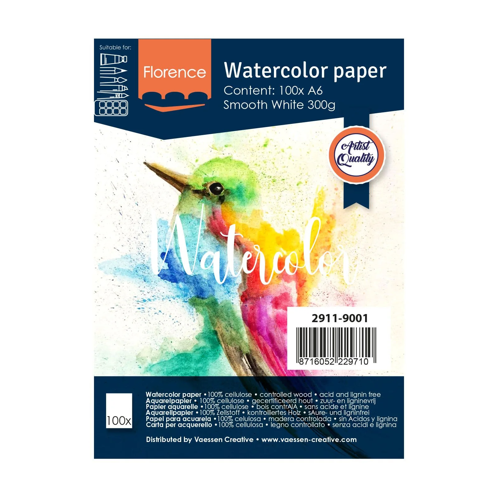 Bild 1 von Vaessen Creative • Florence • Aquarellpapier smooth Weiß 300g A6 100pcs