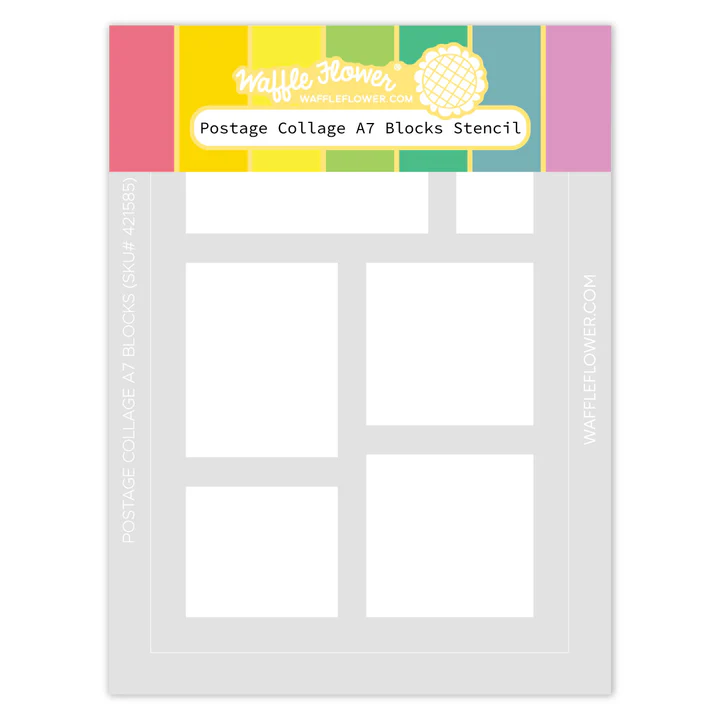 Bild 1 von Waffle Flower Postage Collage A7 Blocks Stencil - Briefmarken-Schablone