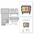 Spellbinders 3D Vignette Retro Television Etched Dies - Stanze Fernseher