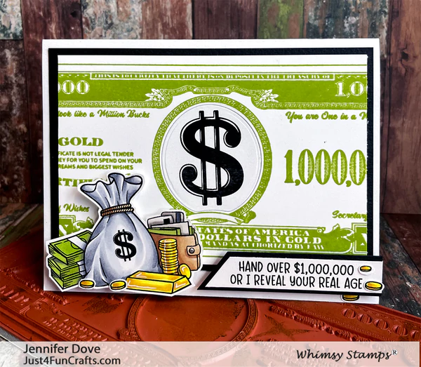 Bild 7 von Whimsy Stamps A Million Dollars Rubber Cling Stamp and Die Combo -Stempel und Stanze