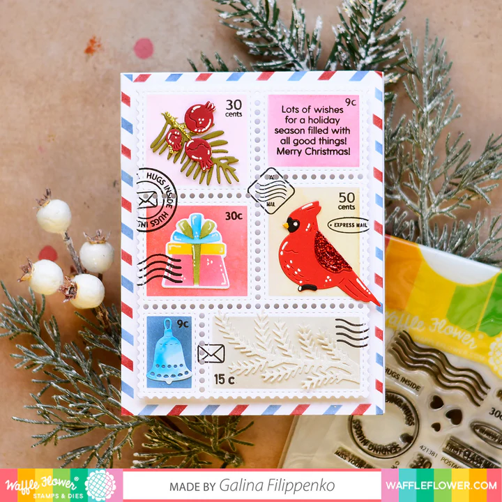 Bild 16 von Waffle Flower Postage Collage Coloring  Stencil - Briefmarken-Schablone Muster