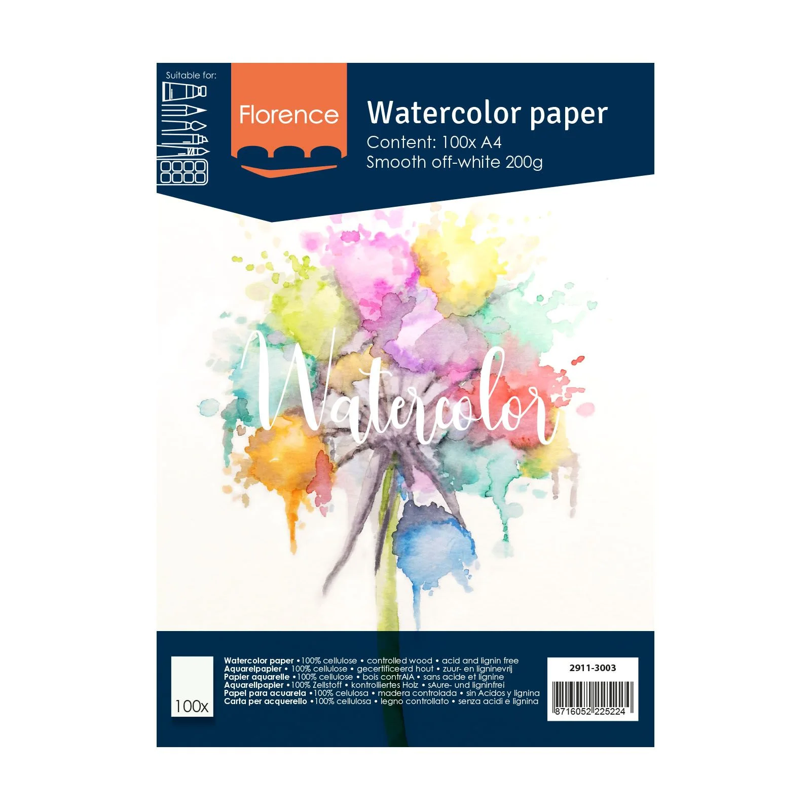 Vaessen Creative • Florence • Aquarellpapier smooth Elfenbein 200g A4 100pcs