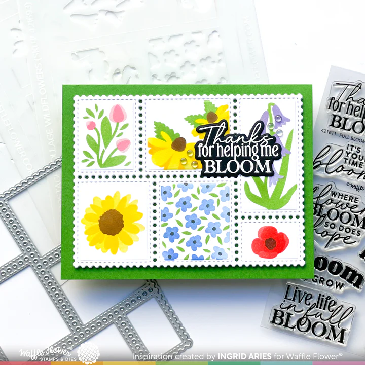 Bild 6 von Waffle Flower Postage Collage Wild Flower Stencil - Briefmarken-Schablone Blumen