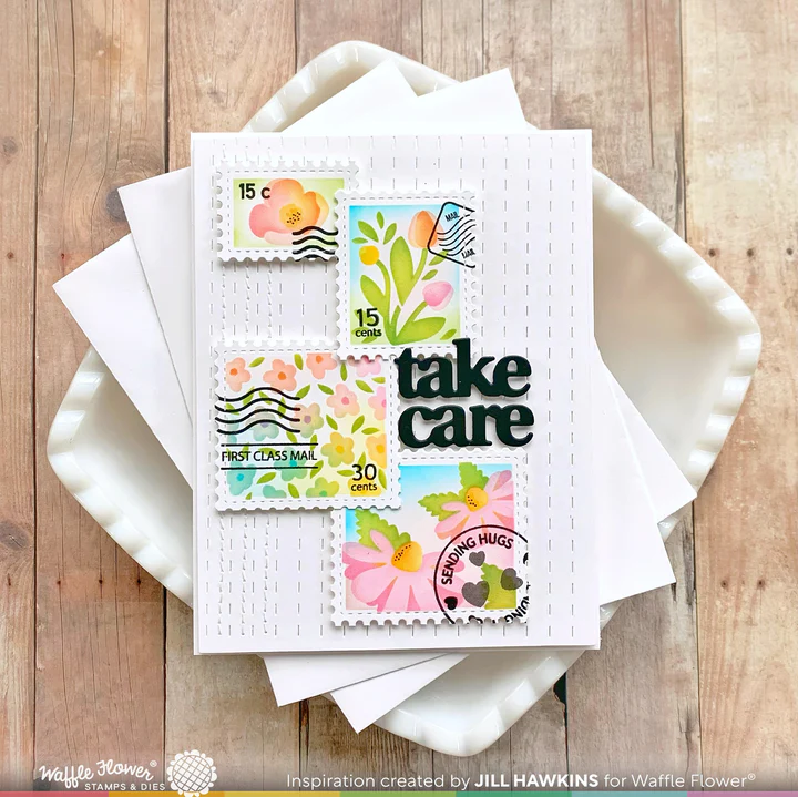 Bild 5 von Waffle Flower Postage Collage Wild Flower Stencil - Briefmarken-Schablone Blumen