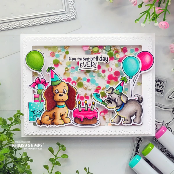 Bild 2 von Whimsy Stamps Clear Stamps - Doggie Birthday Party - Hund Geburtstag