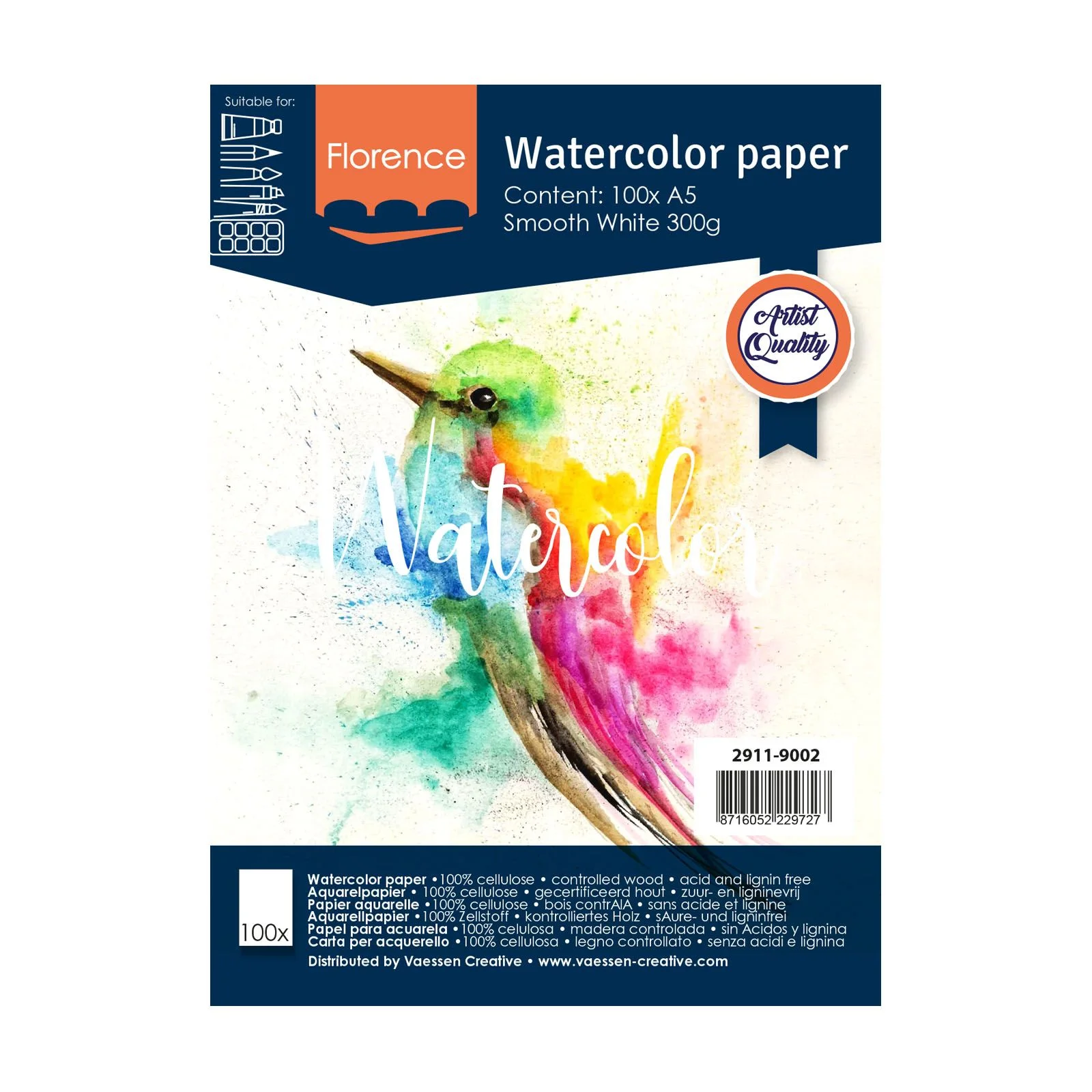 Vaessen Creative • Florence • Aquarellpapier smooth Weiß 300g A5 100pcs