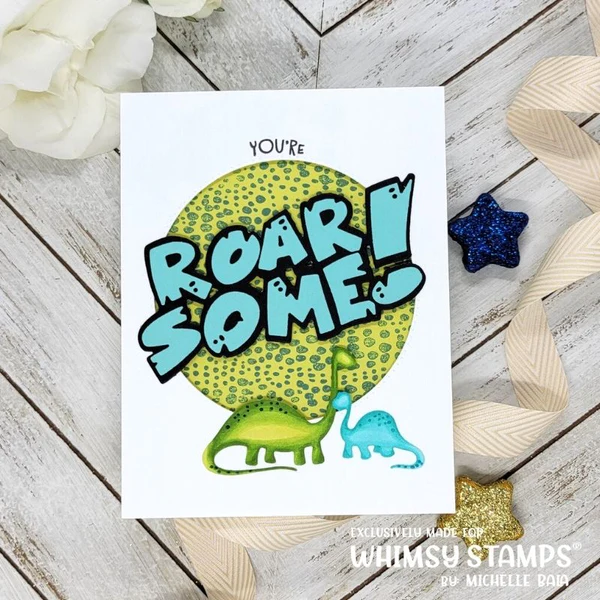 Bild 4 von Whimsy Stamps Rubber Cling Stamp  - Roarsome Skin Background Gummistempel Dinosaurier