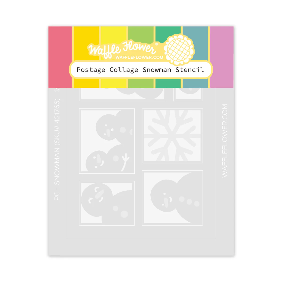Bild 1 von Waffle Flower Postage Collage Snowman Stencil - Briefmarken-Schablone Schneemann