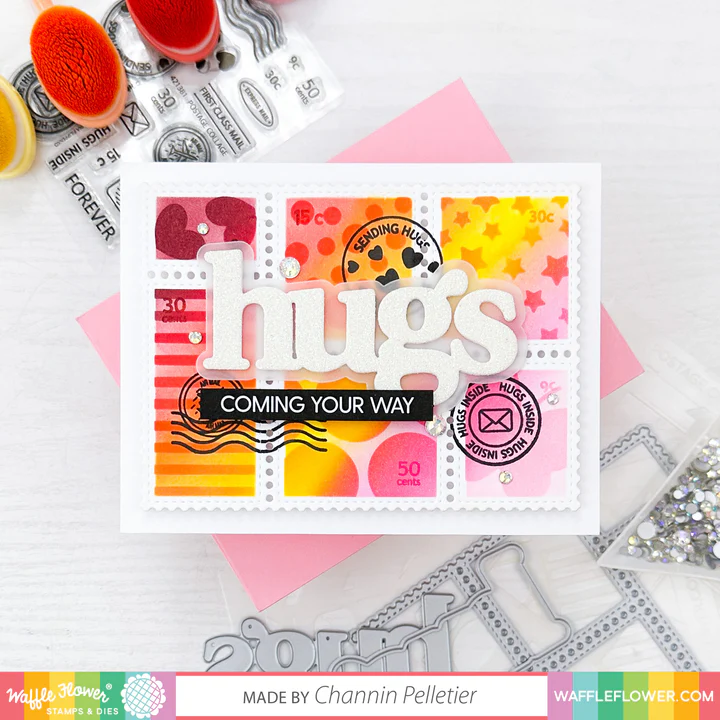 Bild 14 von Waffle Flower Postage Collage Coloring  Stencil - Briefmarken-Schablone Muster