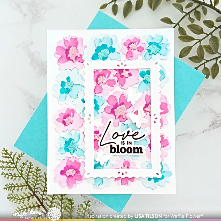 Bild 9 von Waffle Flower Painted Flowers Background - Schablone Blumen