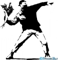 StempelBar Stempelgummi Mann mit Blumenstrauß - werfend