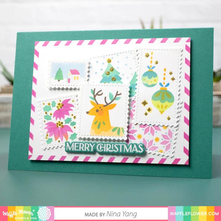 Bild 9 von Waffle Flower Postage Collage Coloring  Stencil - Briefmarken-Schablone Muster