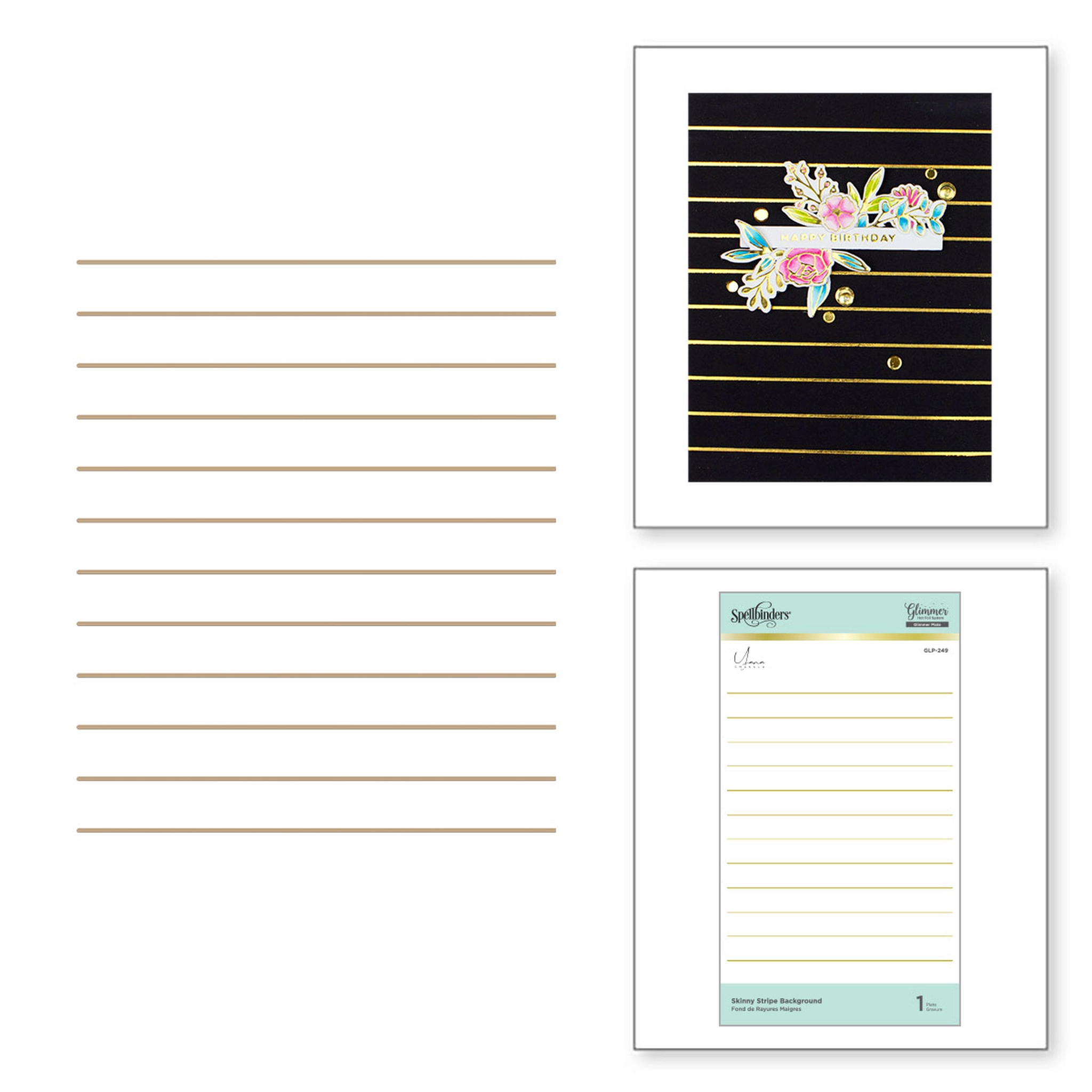  Spellbinders - Glimmer Hot Foil Plate - Skinny Stripe Background