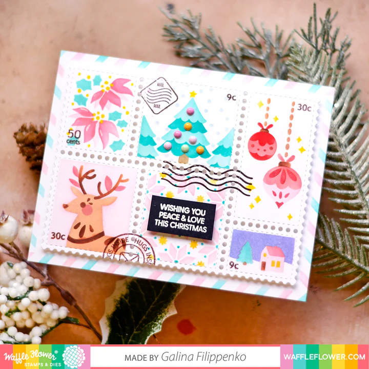Bild 5 von Waffle Flower Postage Collage Coloring  Stencil - Briefmarken-Schablone Muster