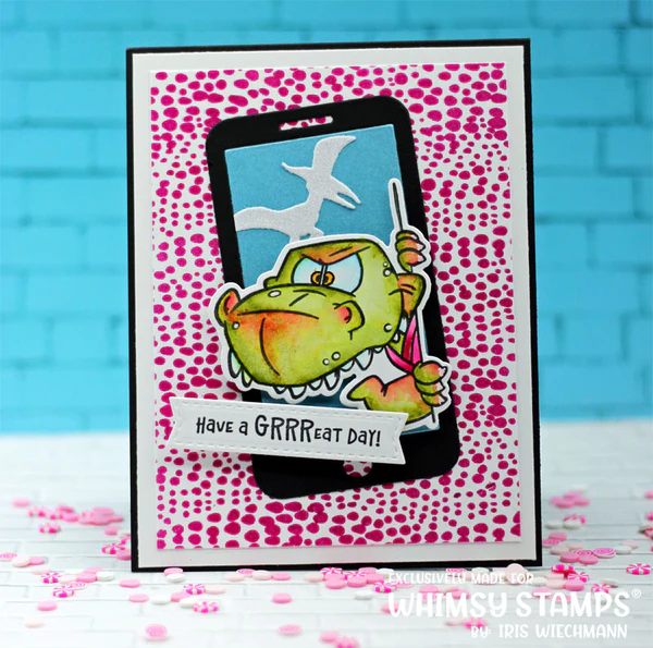 Bild 5 von Whimsy Stamps Rubber Cling Stamp  - Roarsome Skin Background Gummistempel Dinosaurier